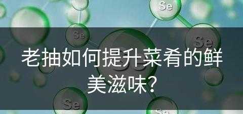 老抽如何提升菜肴的鲜美滋味？